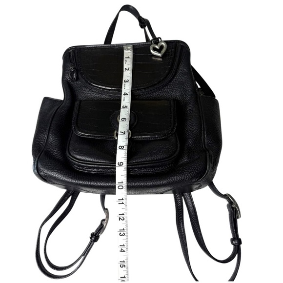Brighton Donatella Leather Black Croc Embossed Backpack Purse Travel Work Bag - Picture 12 of 15